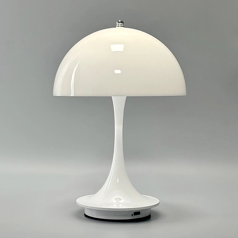 Nowoczesna lampka stołowa LED – minimalistyczna lampa z kloszem w kształcie kopuły