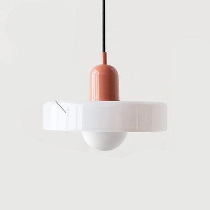 Nowoczesna lampa wisząca z kolorowym szklanym kloszem Bauhaus