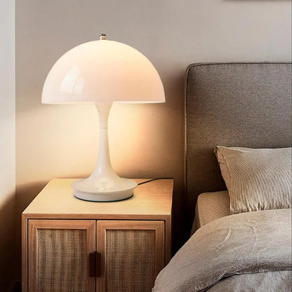 Nowoczesna lampka stołowa LED – minimalistyczna lampa z kloszem w kształcie kopuły