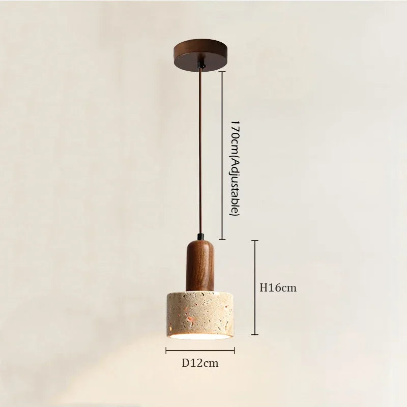 Lampa wisząca z naturalnego kamienia i drewna – nowoczesna lampa sufitowa do kuchni lub jadalni