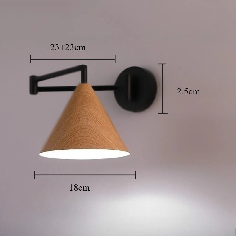 Nowoczesny kinkiet ścienny z drewnianym kloszem – minimalistyczna lampa ścienna