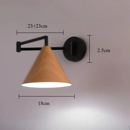 Nowoczesny kinkiet ścienny z drewnianym kloszem – minimalistyczna lampa ścienna