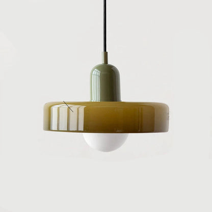 Nowoczesna lampa wisząca z kolorowym szklanym kloszem Bauhaus