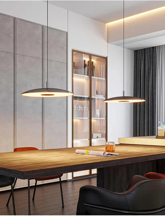 Smukła metalowa lampa wisząca LED – Nowoczesna lampa sufitowa w kształcie talerza