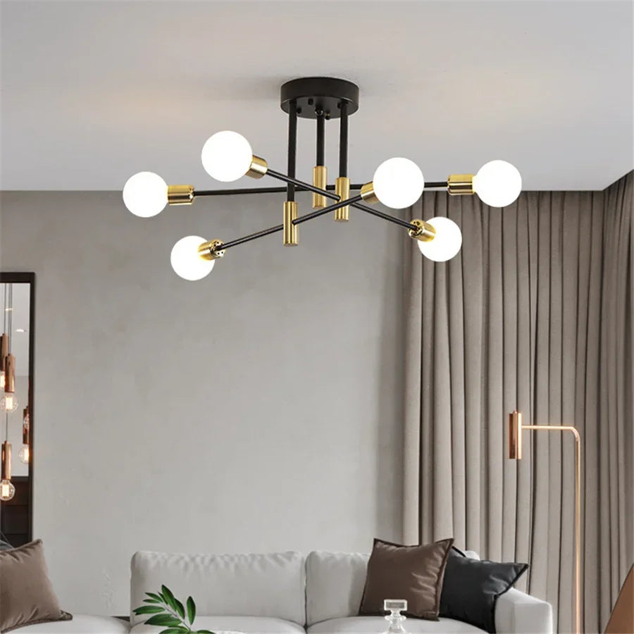 Industrialna lampa sufitowa żyrandol z okrągłymi lampami