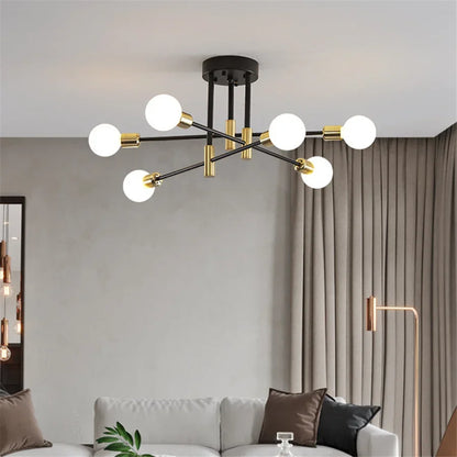Industrialna lampa sufitowa żyrandol z okrągłymi lampami