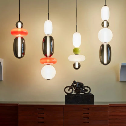 Lampa wisząca ze szkła kandyzowanego