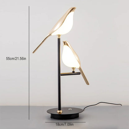 Lampka nocna LED z ptakami – designerska lampa stołowa do sypialni i salonu