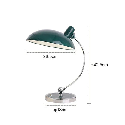 Designerska lampa biurkowa retro – metalowa z chromowaną podstawą