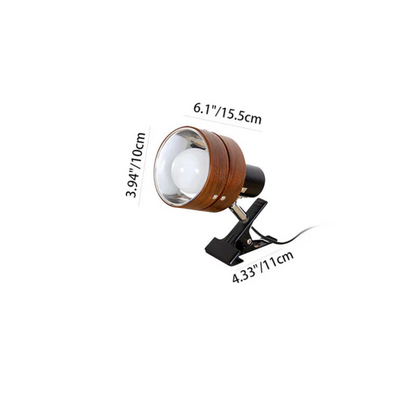 Regulowana lampa klipsowa w stylu retro – metalowo-drewniany reflektor biurkowy