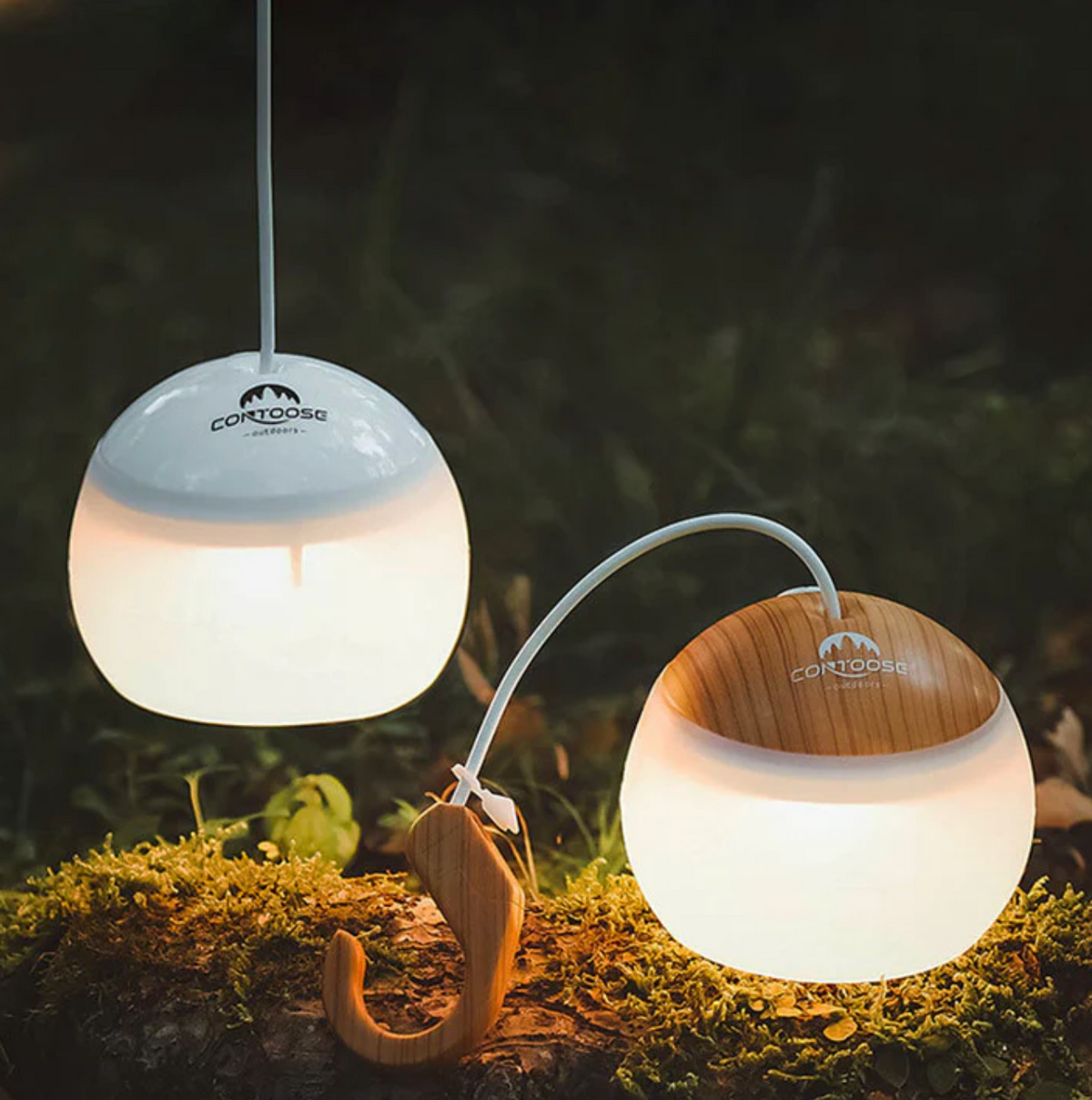 Przenośna lampa biwakowa LED z uchwytem – styl outdoor & scandi