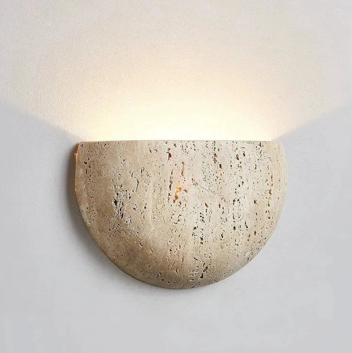 Kinkiet ścienny z kamienia naturalnego – lampa ścienna półokrągła LED