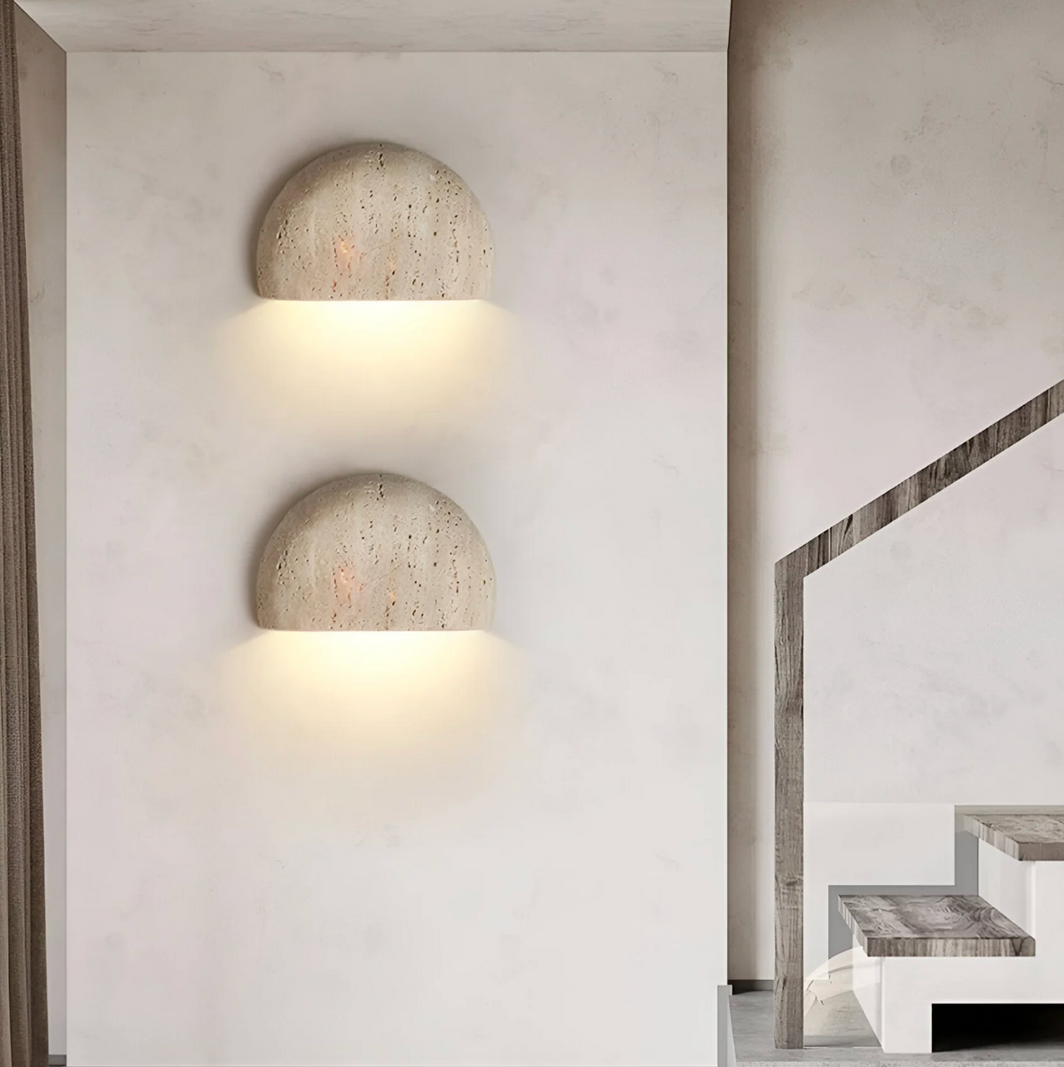 Kinkiet ścienny z kamienia naturalnego – lampa ścienna półokrągła LED