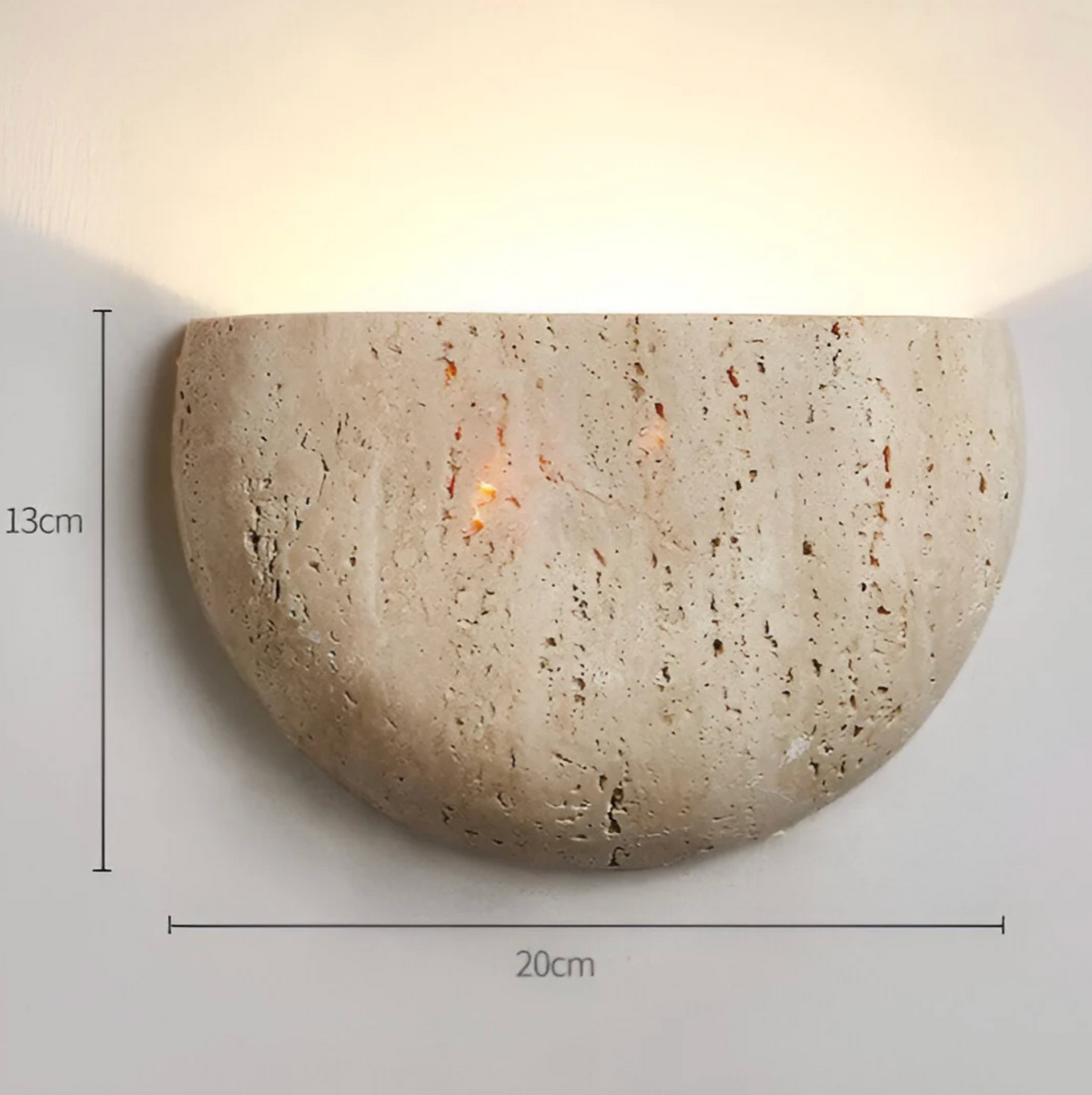 Kinkiet ścienny z kamienia naturalnego – lampa ścienna półokrągła LED