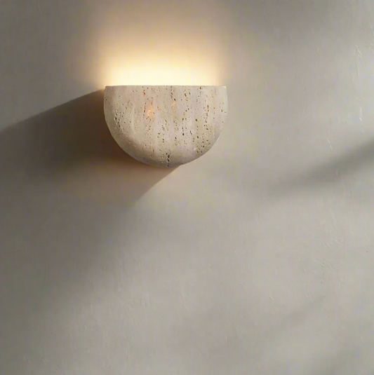 Kinkiet ścienny z kamienia naturalnego – lampa ścienna półokrągła LED