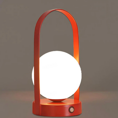 Lampa stołowa LED z kulistym kloszem – nowoczesna lampka dekoracyjna z przyciskiem