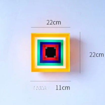 Designerski kinkiet ścienny Geometry – kolorowa lampa dekoracyjna z łańcuszkiem