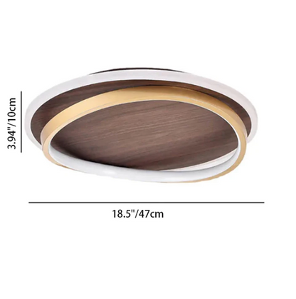 Nowoczesna lampa sufitowa LED – drewniany panel z podświetlanym pierścieniem