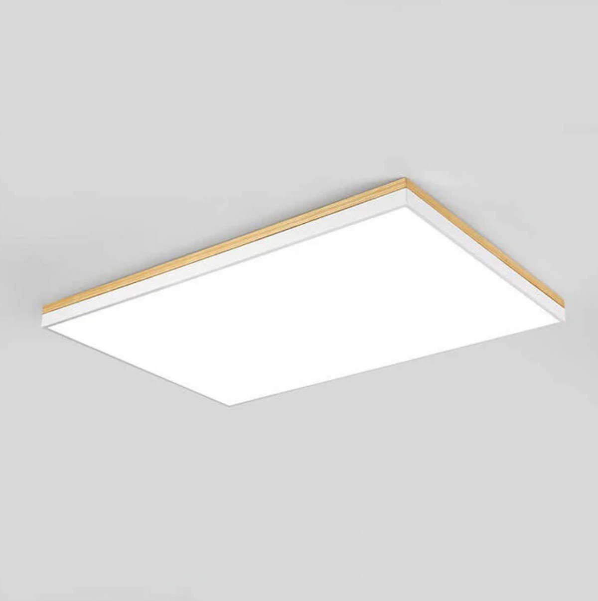 Nowoczesna lampa sufitowa LED – kwadratowy plafon z drewnianą ramką