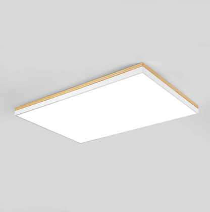 Nowoczesna lampa sufitowa LED – kwadratowy plafon z drewnianą ramką