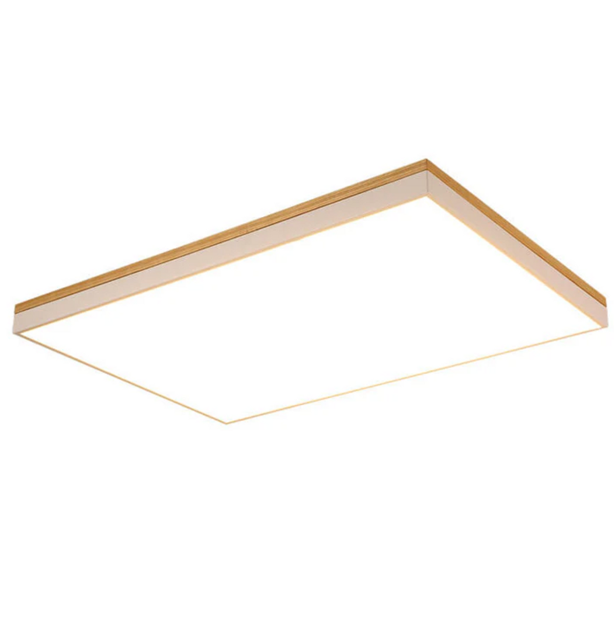 Nowoczesna lampa sufitowa LED – kwadratowy plafon z drewnianą ramką