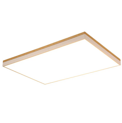 Nowoczesna lampa sufitowa LED – kwadratowy plafon z drewnianą ramką