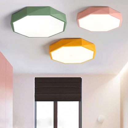 Geometryczna lampa sufitowa LED – kolorowy plafon nowoczesny
