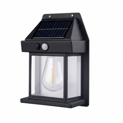 Solarna lampa ścienna LED z czujnikiem ruchu – stylowa latarnia ogrodowa