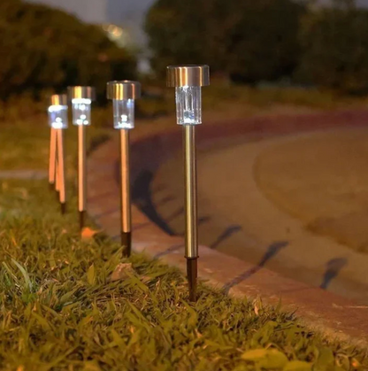 Solarne lampki ogrodowe LED – oświetlenie ścieżki ze stali nierdzewnej