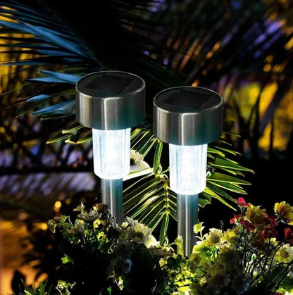 Solarne lampki ogrodowe LED – oświetlenie ścieżki ze stali nierdzewnej