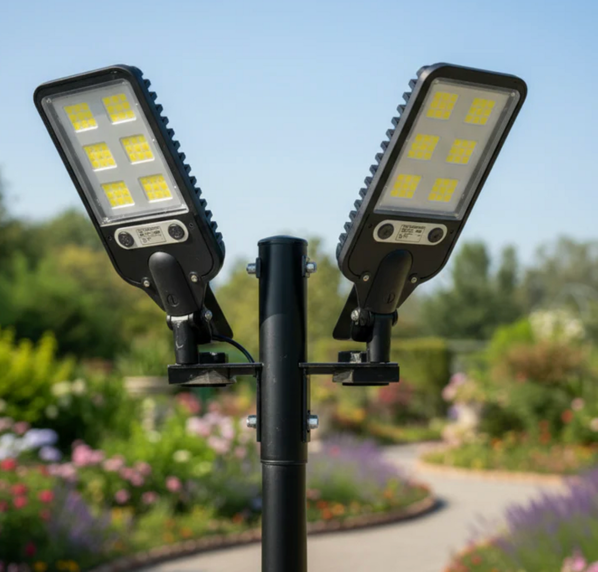 Solarna lampa LED z czujnikiem ruchu – zewnętrzny reflektor ogrodowy do ogrodu, podjazdu i tarasu