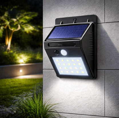 Solarna lampa ścienna LED z czujnikiem ruchu PIR – zewnętrzne oświetlenie IP65 do ogrodu i wejścia