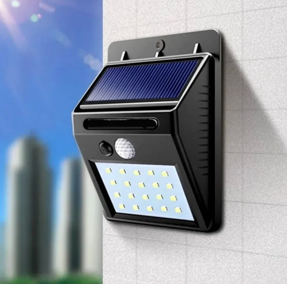Solarna lampa ścienna LED z czujnikiem ruchu PIR – zewnętrzne oświetlenie IP65 do ogrodu i wejścia