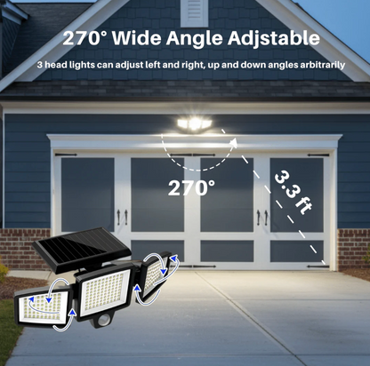 Solarna lampa LED z czujnikiem ruchu – zewnętrzny reflektor 210 LED 2500 lm do ogrodu i podjazdu