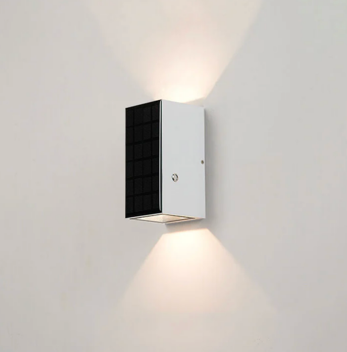 Solarna lampa ścienna LED góra-dół – nowoczesna kinkietowa oprawa elewacyjna zewnętrzna