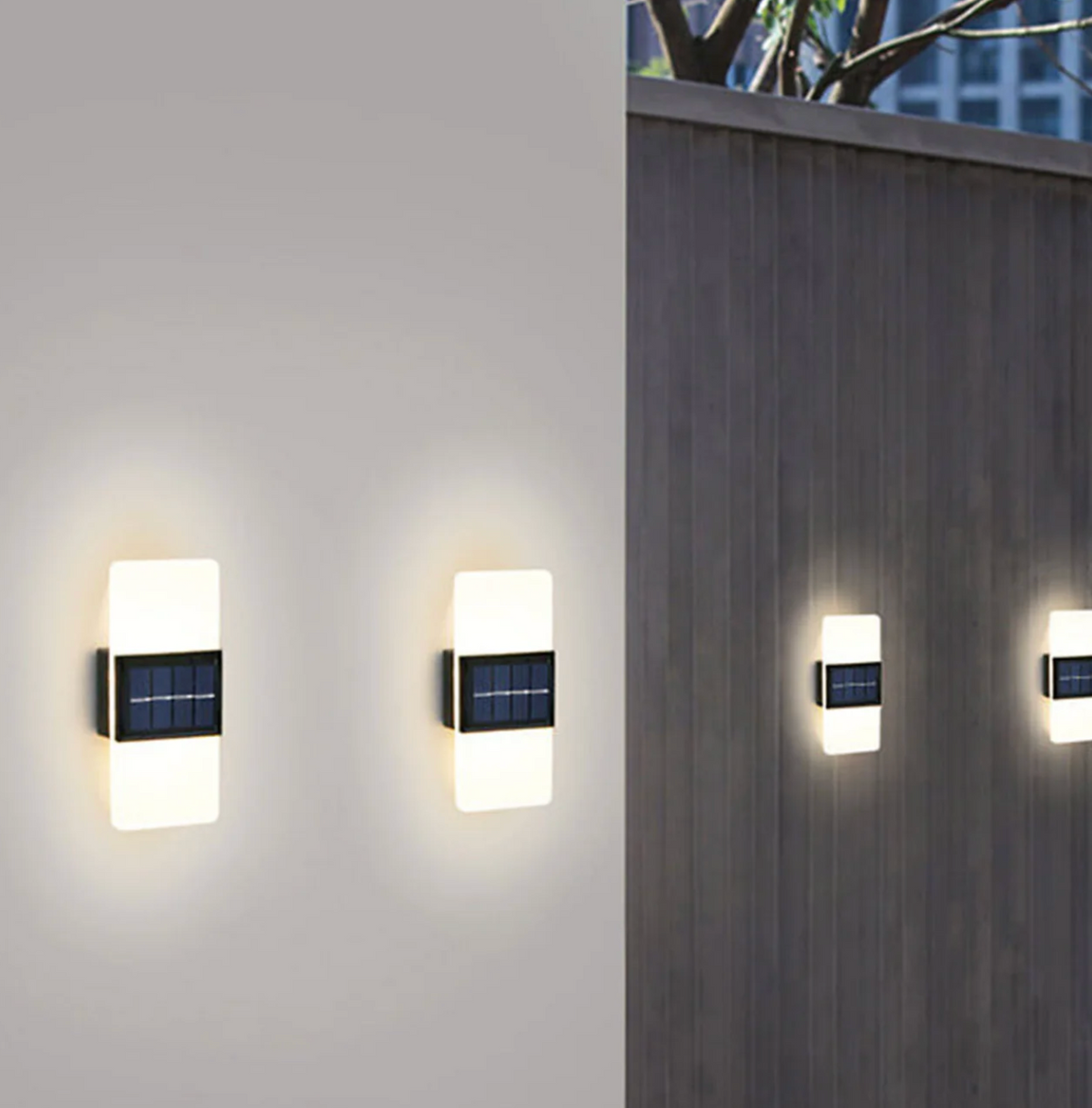 Solarna lampa ścienna LED nowoczesna – kinkiet zewnętrzny do elewacji, ogrodu i tarasu