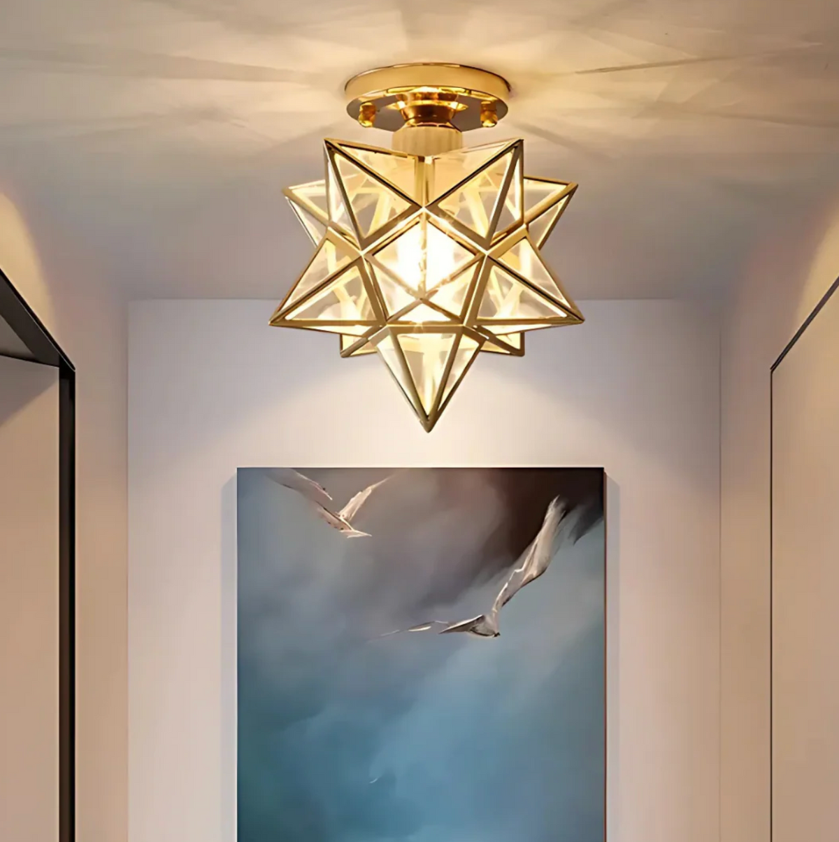Geometryczna lampa sufitowa w kształcie gwiazdy – nowoczesny plafon dekoracyjny
