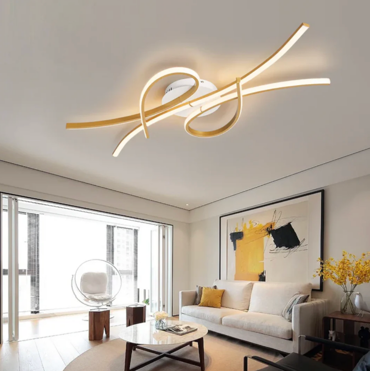 Nowoczesny plafon LED – designerska lampa sufitowa z geometryczną linią światła