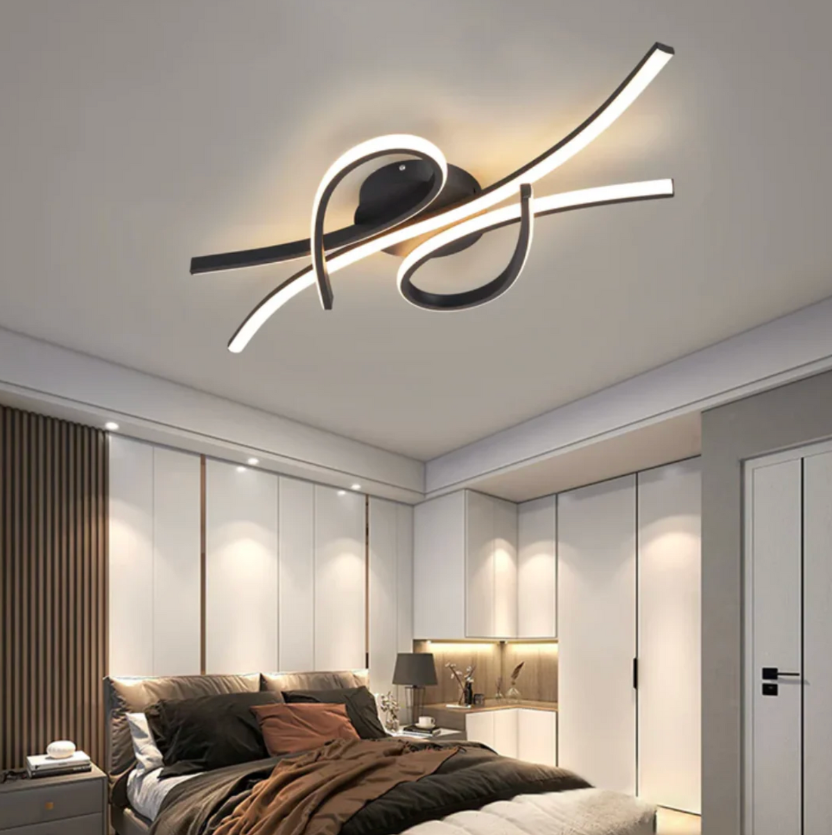 Nowoczesny plafon LED – designerska lampa sufitowa z geometryczną linią światła