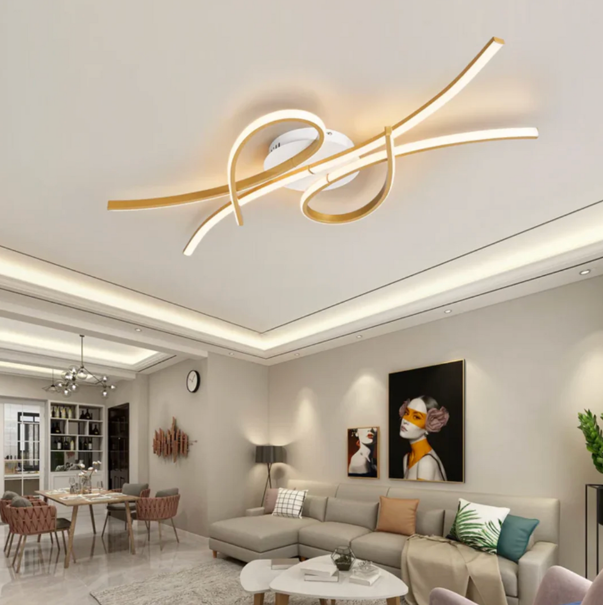 Nowoczesny plafon LED – designerska lampa sufitowa z geometryczną linią światła