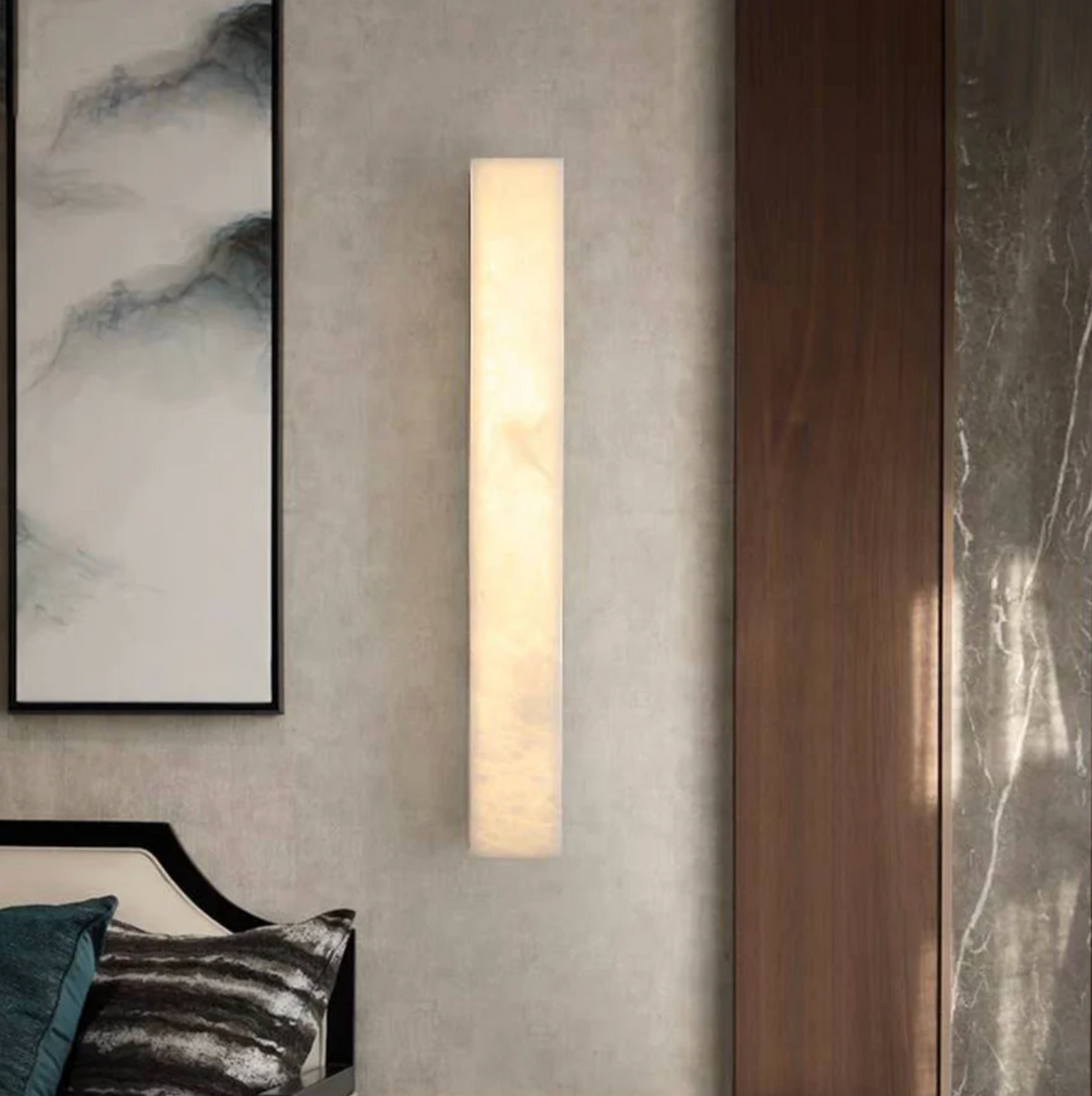 Kinkiet ścienny LED z kamienia naturalnego – pionowa lampa ścienna premium
