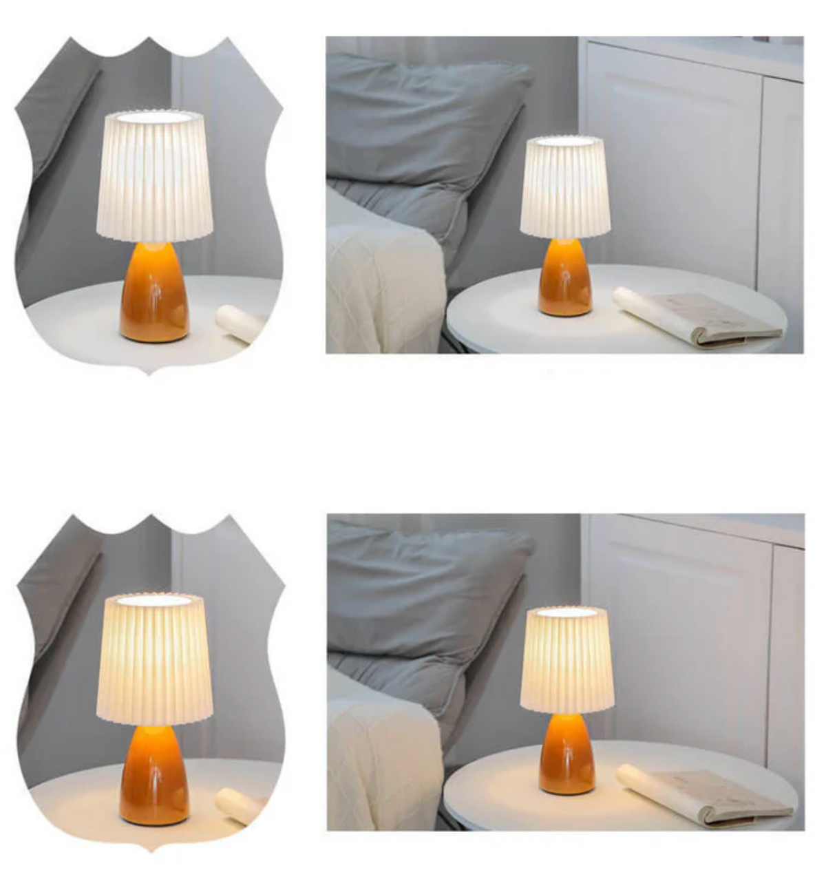 Klasyczna lampa stołowa z plisowanym abażurem w stylu Bauhaus