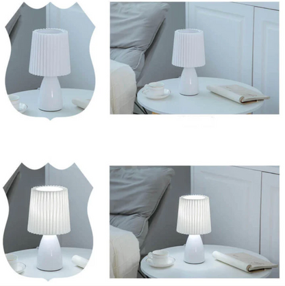 Klasyczna lampa stołowa z plisowanym abażurem w stylu Bauhaus