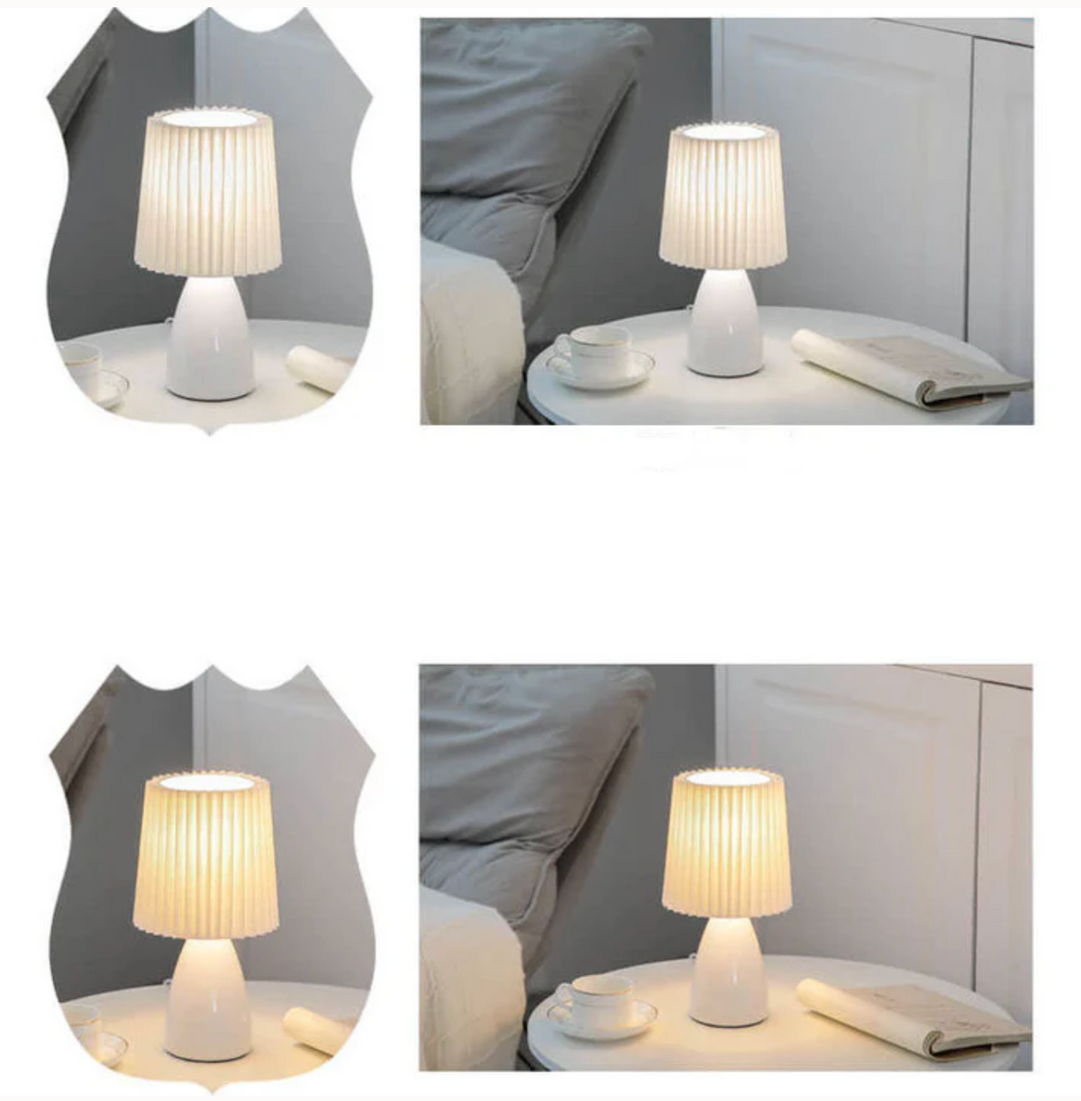 Klasyczna lampa stołowa z plisowanym abażurem w stylu Bauhaus