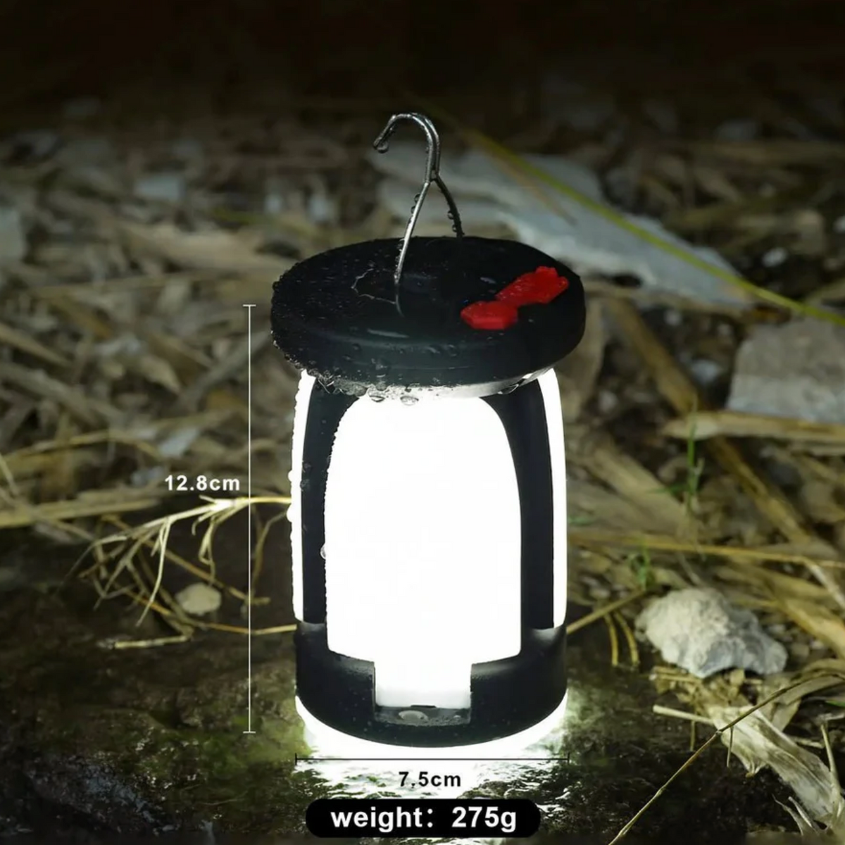Solarna lampa kempingowa LED z powerbankiem i składanymi panelami