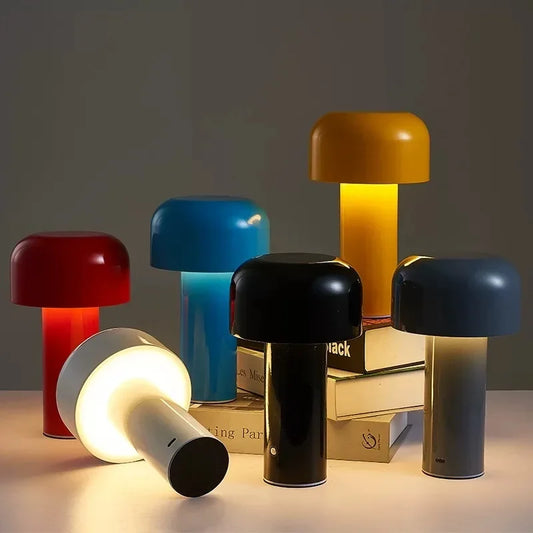 Nowoczesna lampa stołowa LED typu „grzybek” – przenośna, ładowalna, dotykowa