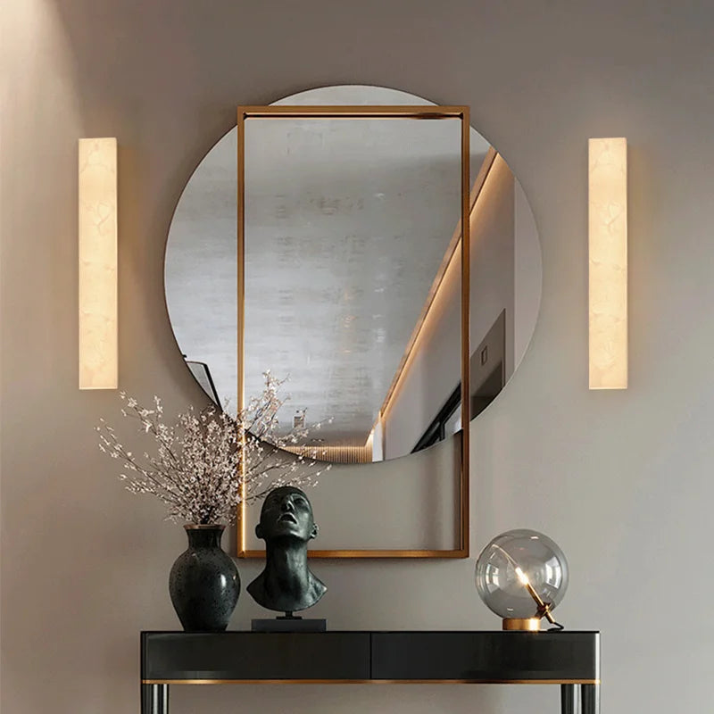Kinkiet ścienny LED z kamienia naturalnego – pionowa lampa ścienna premium