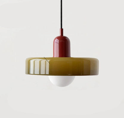 Nowoczesna lampa wisząca z kolorowym szklanym kloszem Bauhaus