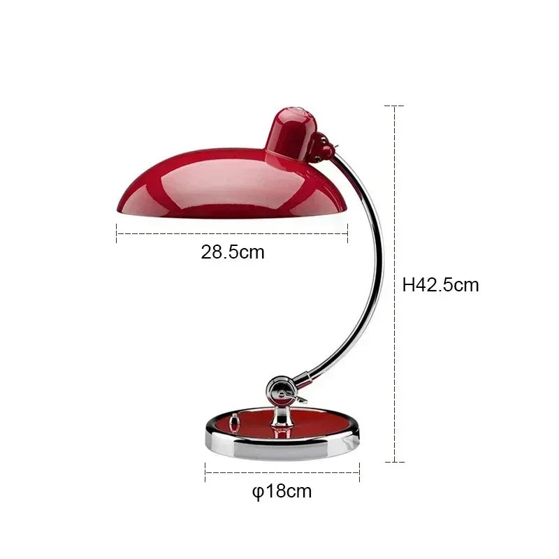 Designerska lampa biurkowa retro – metalowa z chromowaną podstawą