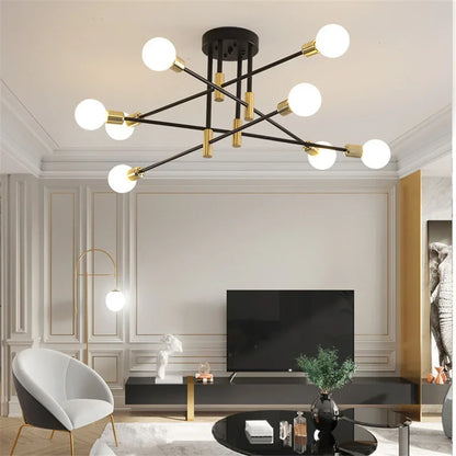 Industrialna lampa sufitowa żyrandol z okrągłymi lampami